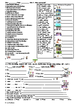 Đề ôn thi môn Tiếng Anh Lớp 4 - Unit 5 What can you do